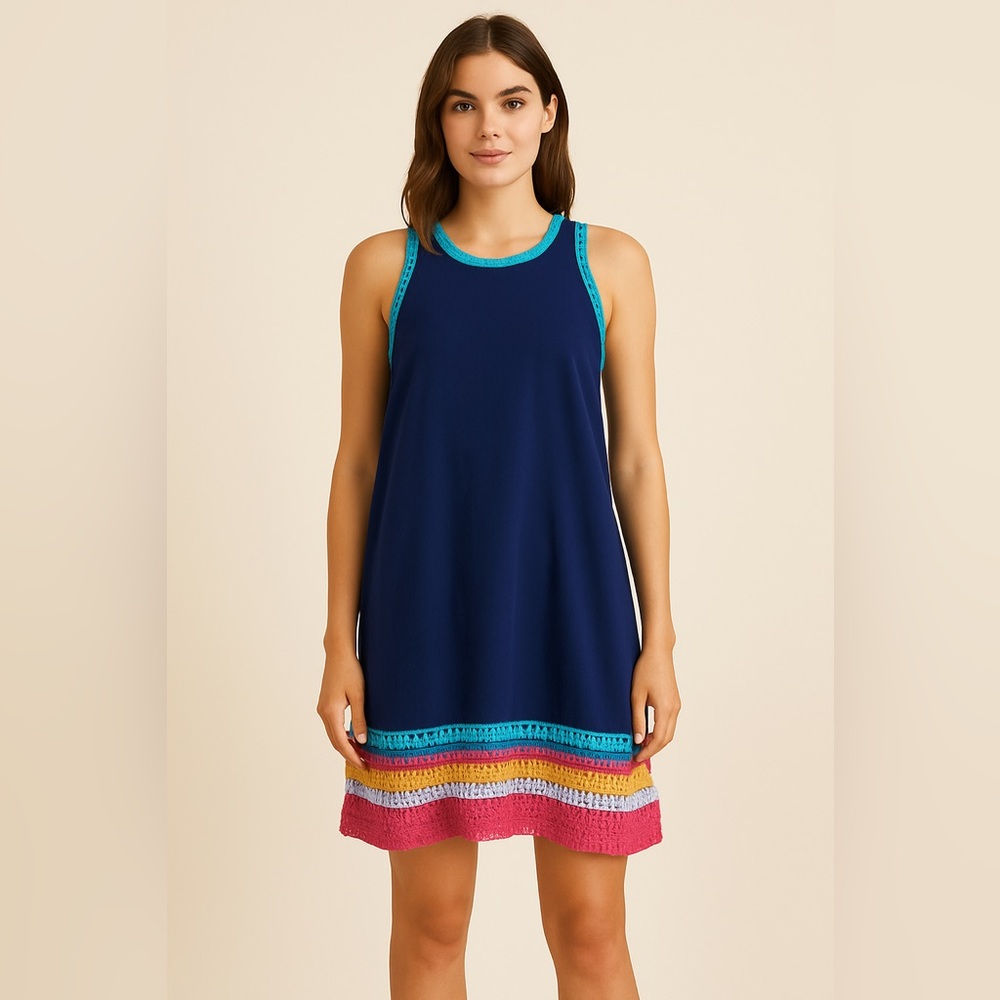 🌈 Akemi + Kin Anthropologie Crochet Trim Shift Dress – Size M 🌈